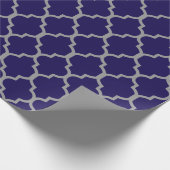 Marine-Blau, graue Quatrefoil kundenspezifische Geschenkpapier (Ecke)