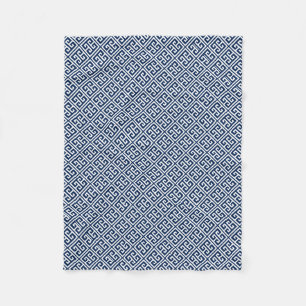 Marine-Blau-griechisches Schlüsselmuster Fleecedecke