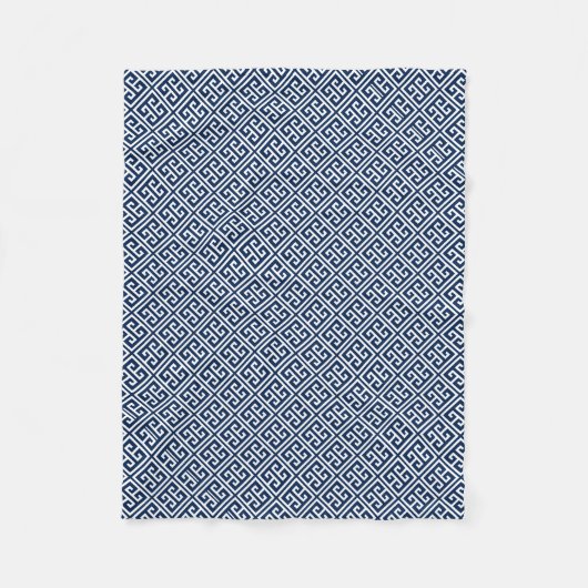 Marine-Blau-griechisches Schlüsselmuster Fleecedecke (Vorderseite)