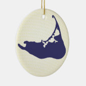 Marine-Blau-Karte von Nantucket Insel, Keramik Ornament (Rechts)
