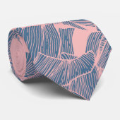 Marine-Blau-korallenrote rosa Banane verlässt Krawatte (Gerollt)