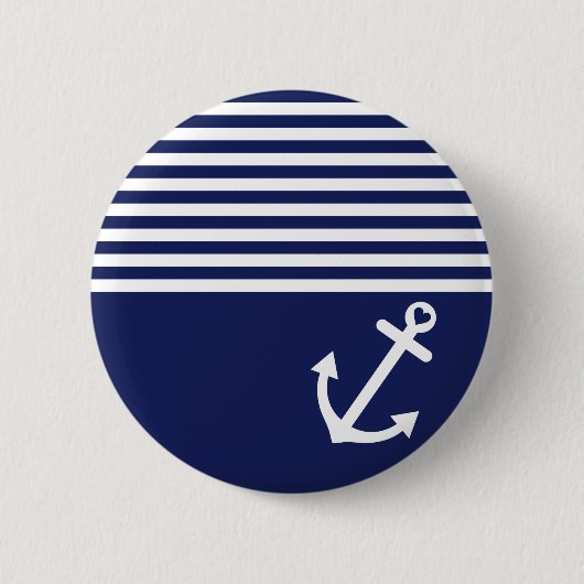 Marine-Blau-Liebe-Anker nautisch Button (Vorderseite)