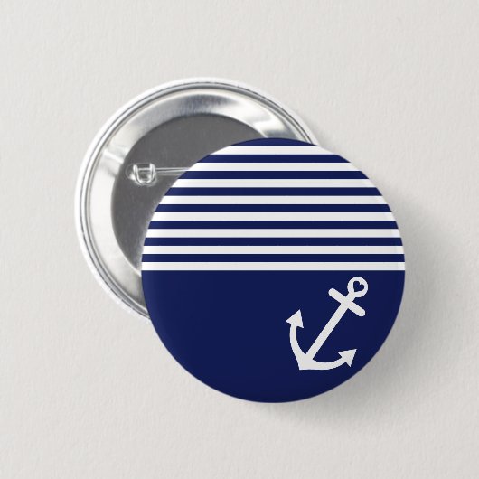 Marine-Blau-Liebe-Anker nautisch Button (Vorne & Hinten)