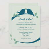 Marine-Blau-Liebe-Vögel, die Einladungen Wedding (Vorne/Hinten)