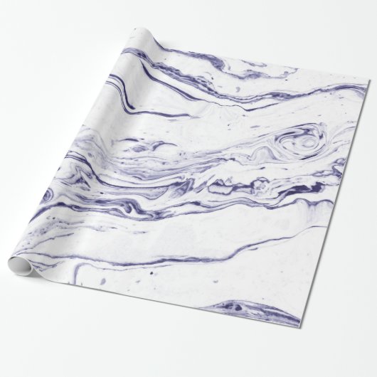 Marine-Blau-Marmor Geschenkpapier (Ungerollt)