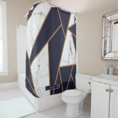 Marine-Blau-Marmor-Mosaik Duschvorhang (Beispiel)