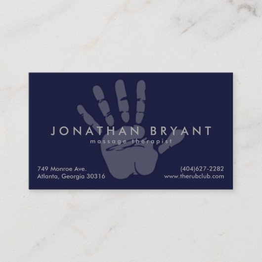 Marine-Blau-Massage-Therapeut-Visitenkarte Visitenkarte (Vorderseite)