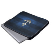 Marine-Blau mit Metallanker Laptopschutzhülle (Vorne Knopf)