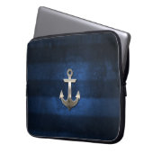 Marine-Blau mit Metallanker Laptopschutzhülle (Vorderseite Links)