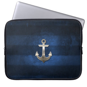 Marine-Blau mit Metallanker Laptopschutzhülle