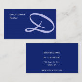 Marine-Blau-mit Monogramm Visitenkarte (Vorne/Hinten)