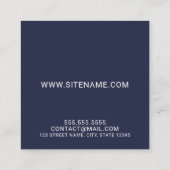 Marine-Blau-modernes Skript-Monogramm und Name Quadratische Visitenkarte (Rückseite)