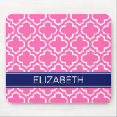 Marine-Blau-Namen-Monogramm des Pink-weißes Mousepad (Vorne)