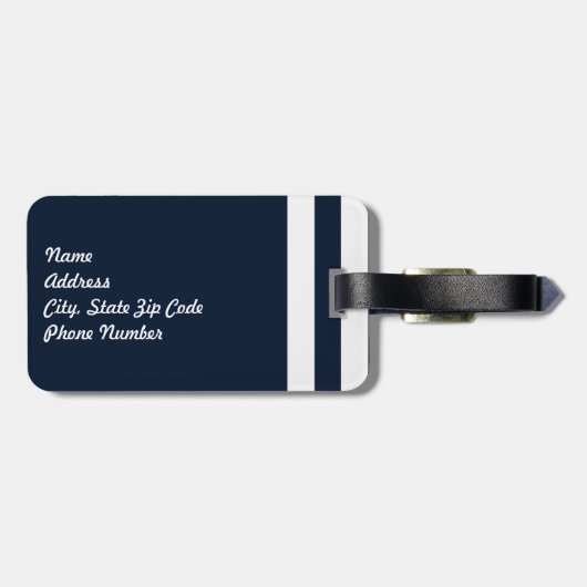 Marine-Blau nautisch Gepäckanhänger (Rückseite horizontal)