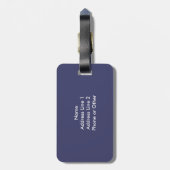 Marine-Blau Polka-Punkt mit Monogramm Gepäck-Umbau Gepäckanhänger (Rückseite vertikal)