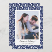 Marine-Blau-punktierte Grüntöne-kundenspezifische Feiertagskarte (Vorne/Hinten)