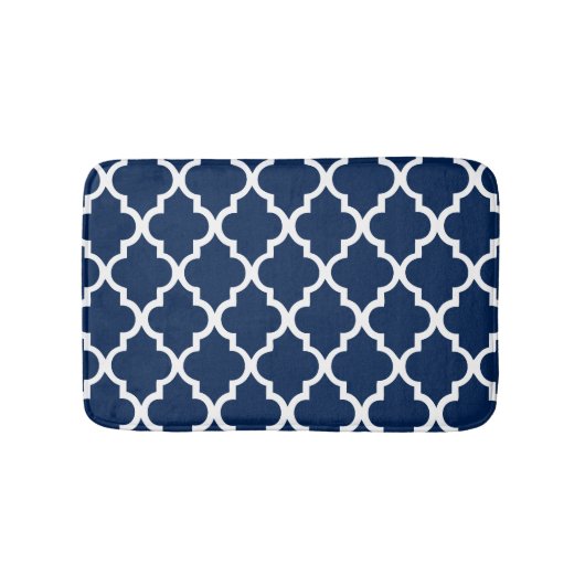 Marine-Blau Quatrefoil deckt Muster mit Ziegeln Badematte (Vorderseite)