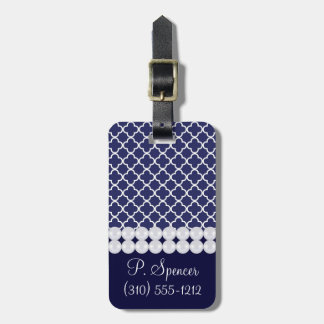 Marine-Blau Quatrefoil Gepäckanhänger
