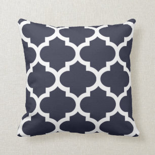 Marine-Blau Quatrefoil Kissen