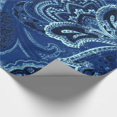 Marine-Blau-Retro Paisley Bandanna/Bandana Geschenkpapier (Ecke)