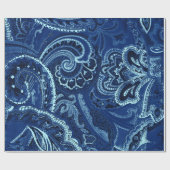 Marine-Blau-Retro Paisley Bandanna/Bandana Geschenkpapier (Flach)