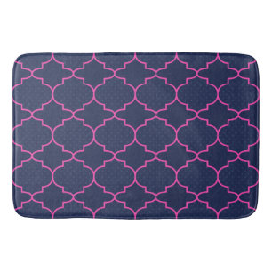 Marine-Blau-Rosa-marokkanisches Muster mit Tupfen Badematte