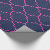 Marine-Blau-Rosa-marokkanisches Muster mit Tupfen Geschenkpapier (Ecke)