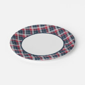 Marine-Blau-, Rote und Grauesportliche karierte Pappteller (Schrägansicht)