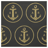 Marine-Blau-Seeanker der Initialen-| Stoff (Muster)