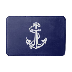 Marine-Blau-Seeanker-graue Bad-Matte Badematte