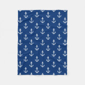Marine-Blau-Seeanker-Muster Fleecedecke (Vorderseite)