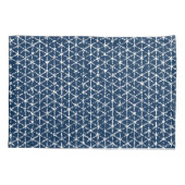 Marine-Blau Shibori geometrischer Tessellation Kissenbezug (Rückseite-Links)