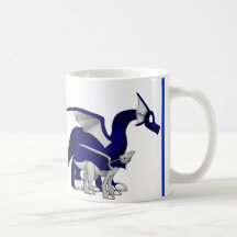 Marine-Blau/silberne Mutter-und Kinderdrache-Tasse