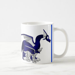 Marine-Blau/silberne Mutter-und Kinderdrache-Tasse Kaffeetasse