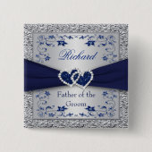 Marine-Blau, silberner Blumenvater des Button (Vorderseite)