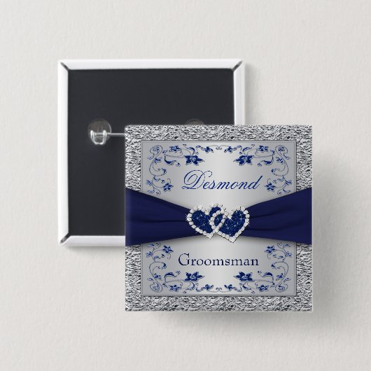 Marine-Blau, silbernes Button (Vorne & Hinten)