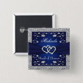 Marine-Blau, silbernes Button (Vorne & Hinten)