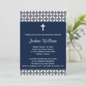 Marine-Blau-Taufe-Taufeinladung Einladung (Stehend Vorderseite)