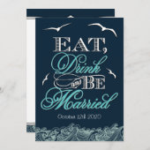 Marine-Blau u. Aqua-Seehochzeits-Einladungen Einladung (Vorne/Hinten)