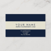 Marine-Blau u. Creme-Streifen-Monogramm Visitenkarte (Rückseite)