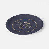 Marine-Blau u. Gold für immer im Pappteller (Schrägansicht)