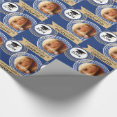 Marine-Blau u. Gold punktierter Geschenkpapier (Ecke)