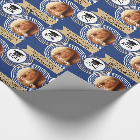 Marine-Blau u. Gold punktierter Geschenkpapier (Ecke)