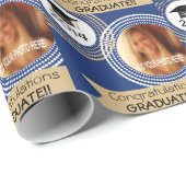 Marine-Blau u. Gold punktierter Geschenkpapier (Rolleneckpunkt)