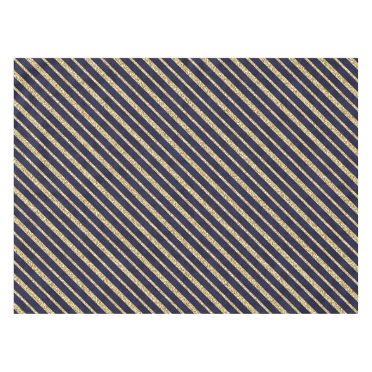 Marine-Blau- u. Golddiagonalstreifen Tischdecke (Vorderseite (Horizontal))