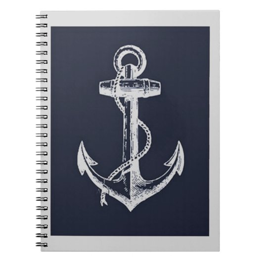 Marine-Blau-u. Grau-Anker Notizblock (Vorderseite)