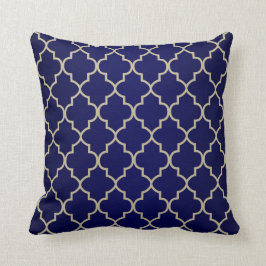 Marine-Blau u. kakifarbiger Quatrefoil Entwurf Kissen
