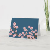 Marine-Blau u. rosa Kirschblüte danken Ihnen Dankeskarte (Rückseite)