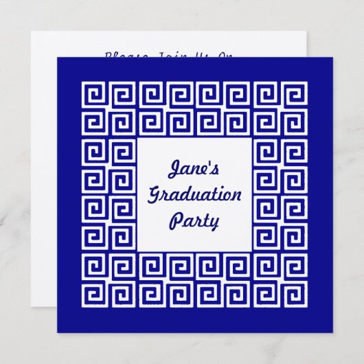 Marine-Blau u. Silber-Schlüsselabsolvent-Party Einladung (Vorne/Hinten)