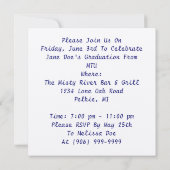 Marine-Blau u. Silber-Schlüsselabsolvent-Party Einladung (Rückseite)